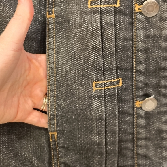 Chico's Platinum Jacket Dark Gray Denim Women Size 1 (Medium) Pleated Front - Picture 6 of 10